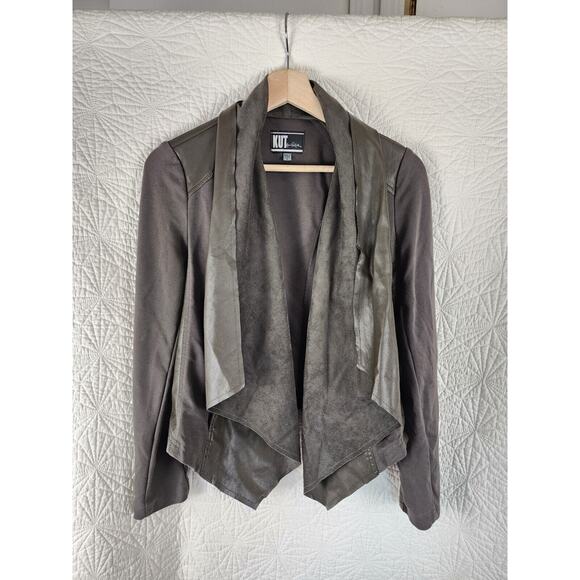 Kut From The Kloth Women's Tayanita Faux Vegan Suede Draped 90s Jacket - Picture 1 of 6